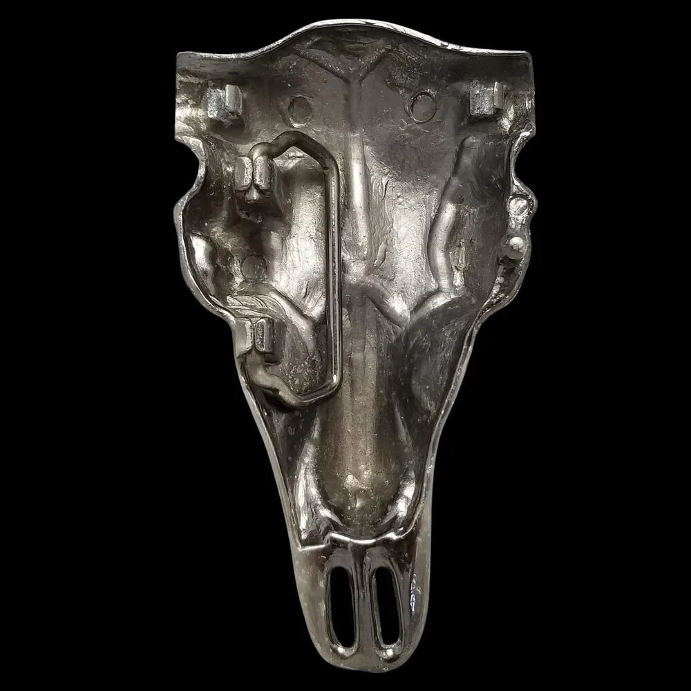 Cow Bull Skull Belt Buckle Silver Tone Red Accent Western Style‎ Fashion